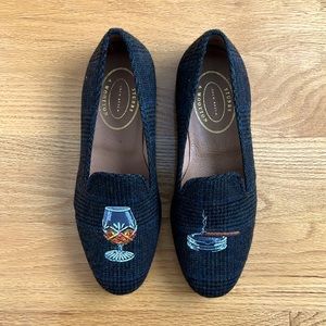 Stubbs & Wootton embroidered shoe in tweed. Size 10.